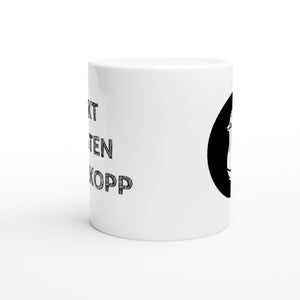 NYHET! Hvit kaffekopp med tekst og logo