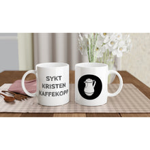 Last inn bildet i Galleri-visningsprogrammet, NYHET! Hvit kaffekopp med tekst og logo